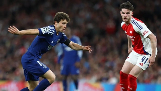 Joao Neves thi đấu ấn tượng trong màu áo PSG đối đầu Arsenal tại Champions League